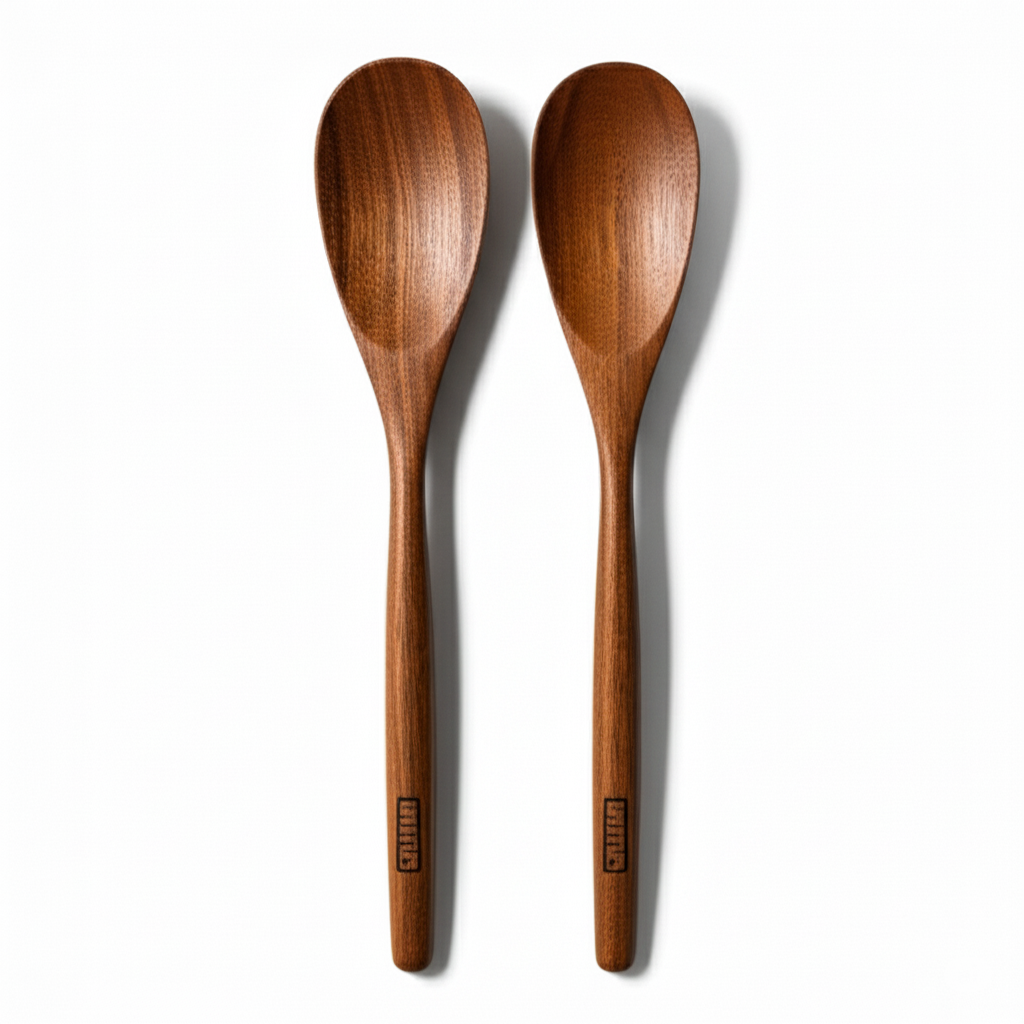 Bonsai™ Hand-Carved Wooden Serving Spoon Set – Artisan Walnut Wood Kitchen Utensils