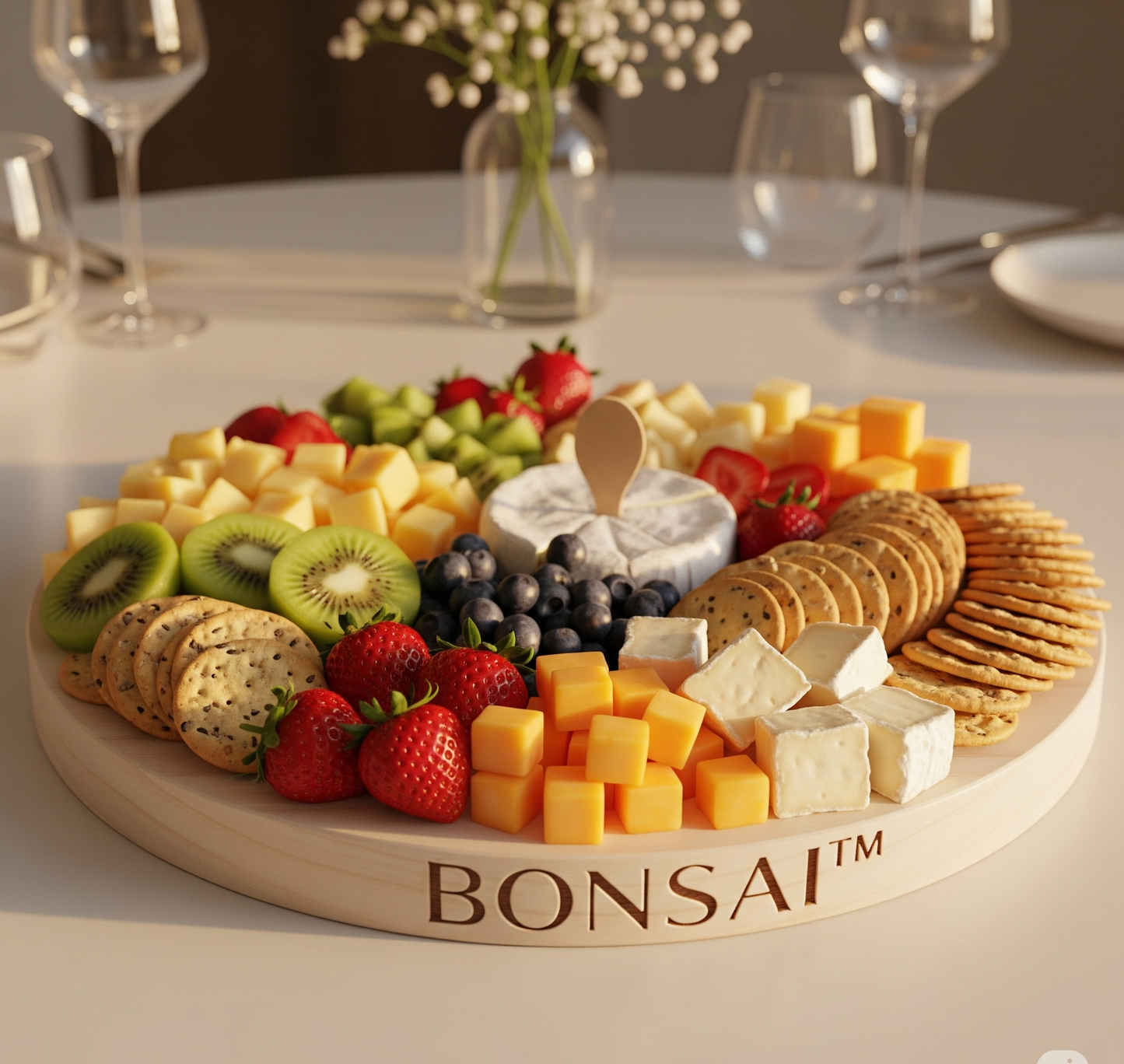 Bonsai™ Hand-Carved Teak Serving Platter – Oval Wooden Tray for Dining & Entertaining