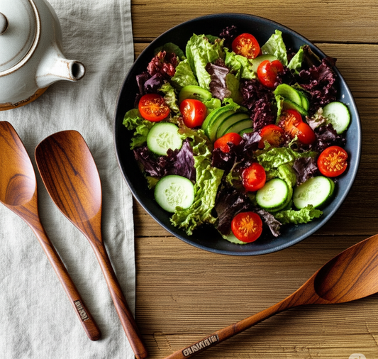 Bonsai™ Hand-Carved Wooden Serving Spoon Set – Artisan Walnut Wood Kitchen Utensils