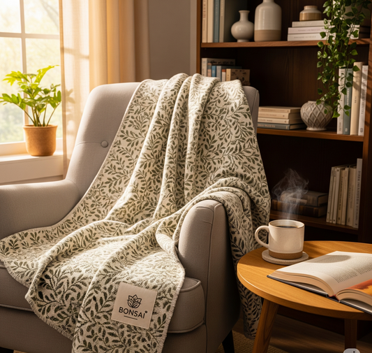 Bonsai™ Handwoven Cotton Throw Blanket – Cozy Sofa & Bed Decorative Blanket