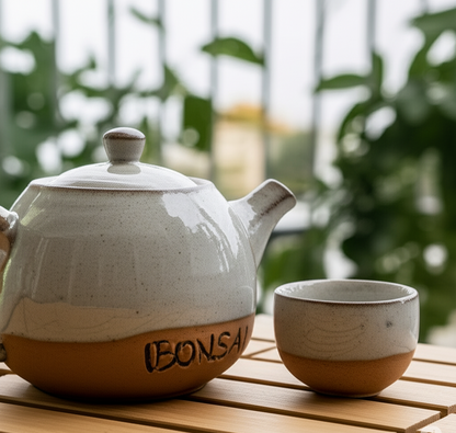 Bonsai™ Hand-Thrown Stoneware Tea Set – Artisan Ceramic Teapot & Cup Set
