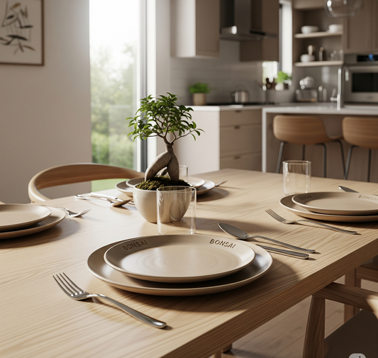 Bonsai™ Hand-Glazed Ceramic Dinner Plate Set – Artisan Stoneware Plates for Dining