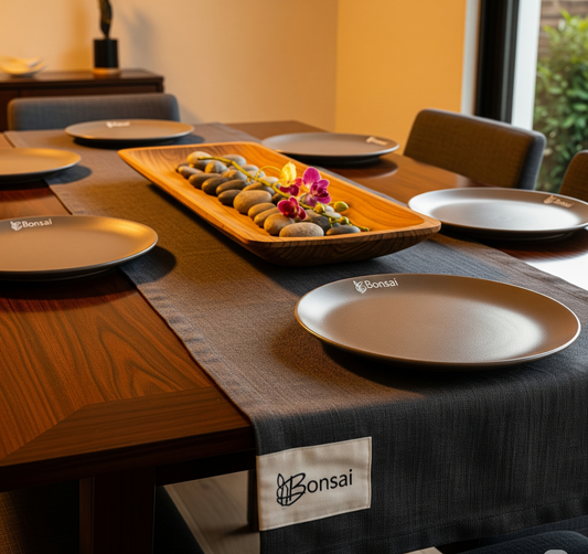 Bonsai™ Handwoven Linen Table Runner – Natural Linen Dining Table Decor