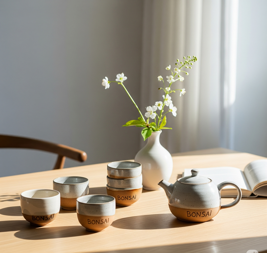 Bonsai™ Hand-Thrown Stoneware Tea Set – Artisan Ceramic Teapot & Cup Set